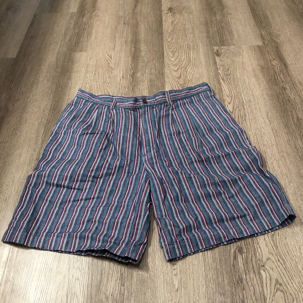 Vtg 80s Woolrich Multicolor Striped Cotton Shorts Men’s 35 Blue Green Red Yellow